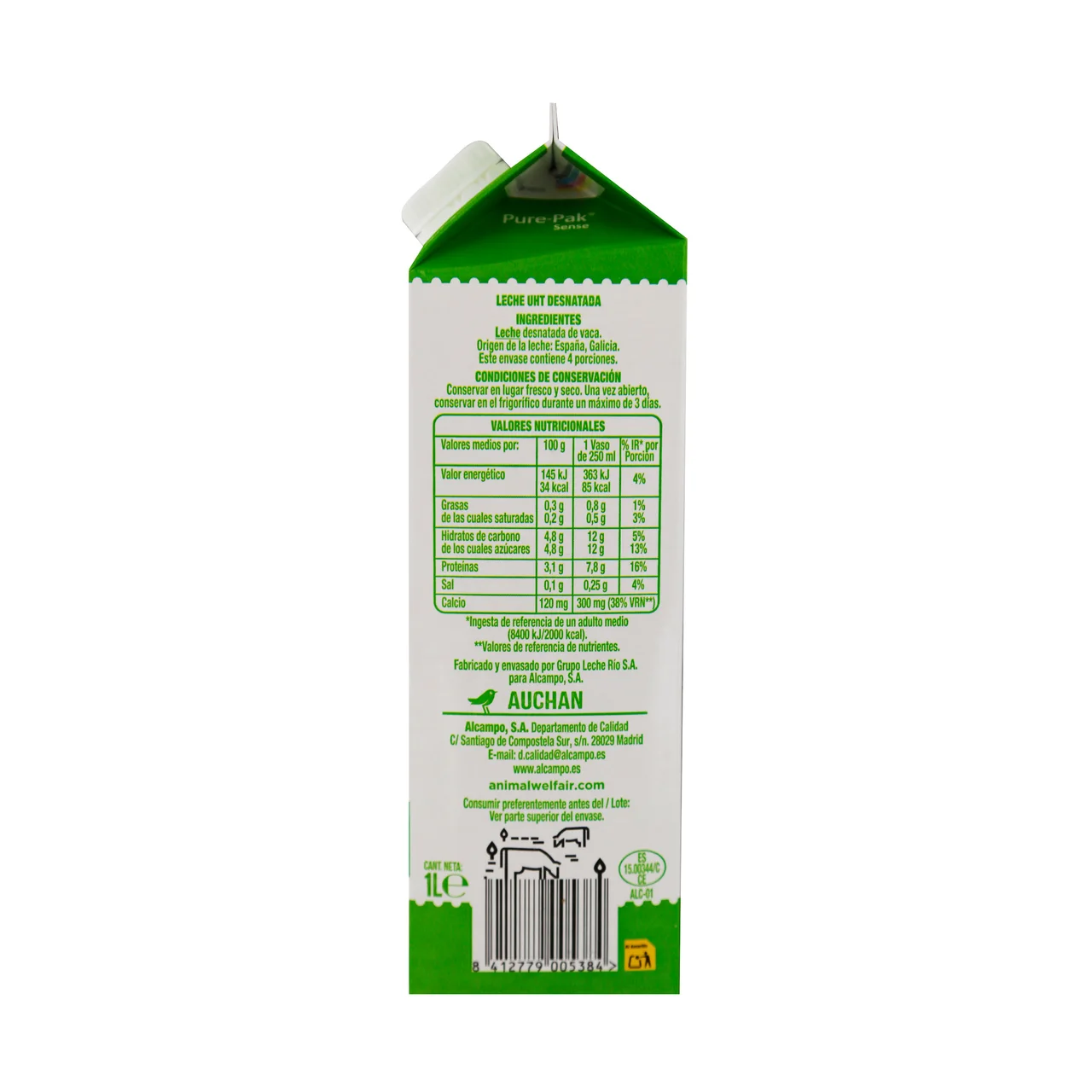 ALCAMPO CULTIVAMOS LO BUENO Leche de vaca desnatada, de origen española 1 l.