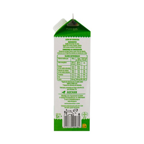 ALCAMPO CULTIVAMOS LO BUENO Leche de vaca desnatada, de origen española 1 l.