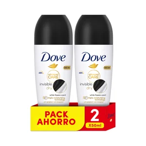 DOVE Desodorante roll on para mujer que no deja manchas en nuestra ropa DOVE Advanced care invisible dry 2 x 50 ml.