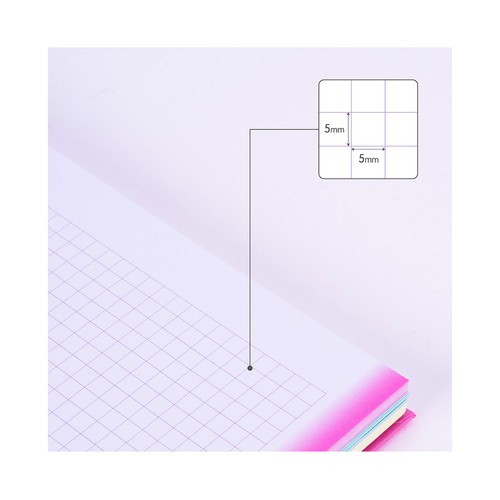 Cuaderno A4 tapa dura cuadriculado 5x5 mm 90 hojas 90 gr Sunset color lila. MILAN