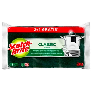 SCOTCH-BRITE Classic Estropajo de fibra verde para una limpieza fuerte 3 uds.