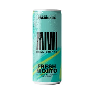 MIWI Kombucha 0% azúcar con sabor refrescante mojito lata 250 ml.