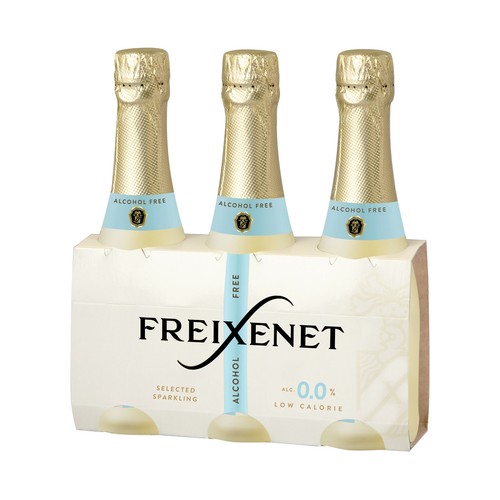 FREIXENET Espumoso blanco sin alcohol (0,0%), con ligeros toques frutales y bajo en calorias benjamín 3 x 20 cl.