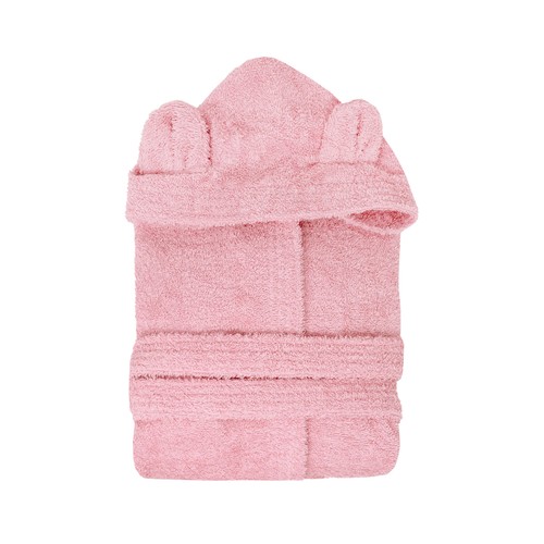 Albornoz talla 1-2 100% algodón rizo con capucha orejas rosa. JAP