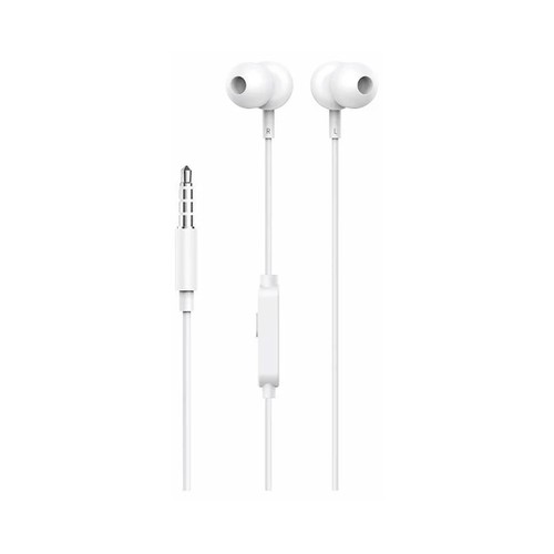 Auriculares Intrauriculares de botón con cable y micrófono Qilive Q1337, color blanco.
