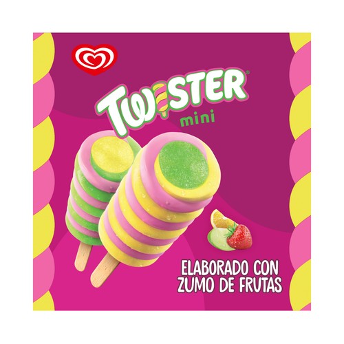 TWISTER Sweet & sour de Frigo Mini polos de fresa, con sorbete de manzana y limón 8 x 50 ml.