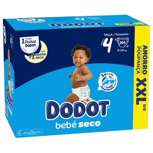 DODOT Bebé-seco Pañales talla 4 (9-14 kg) 164 uds.
