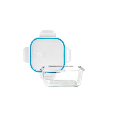 Hermético cuadrado de vidrio borosilicato con tapa 1200ml.