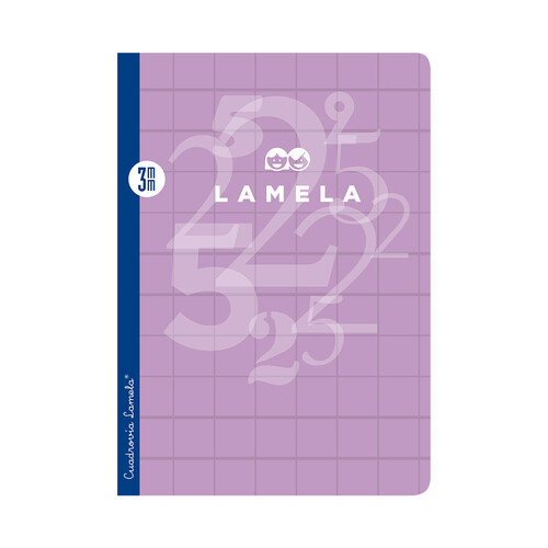 Cuaderno de tamaño A5 y 50 hojas. Cuadrovía de 3 mm., 8 colores surtidos. EDITORIAL LAMELA.
