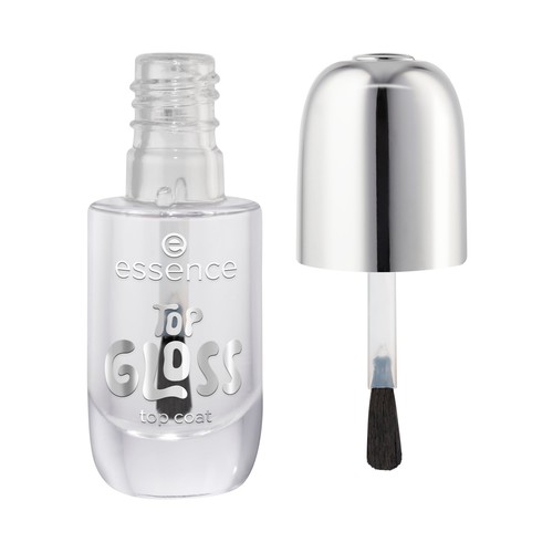 ESSENCE Top gloss Capa superior (top coat) duradera, acabado transparente alto brillo.