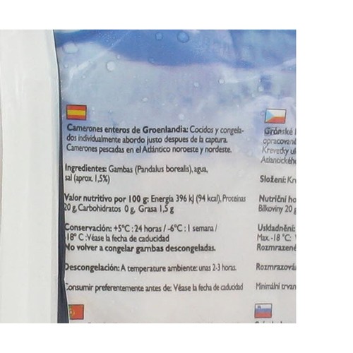 ROYAL GREENLAND Camarón cocido 90/120 piezas ROYAL GREENLAND (P.N) 1 kg.