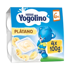 YOGOLINO de Nestlé Postre lácteo de plátano adaptado para bebés, desde 6 meses 4 x 100 g.