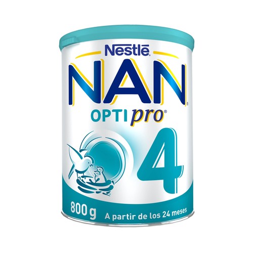 NAN Optipro Leche (4) infantil de continuación en polvo, con hierro y 13 vitaminas, a partir de 24 meses 800 g.