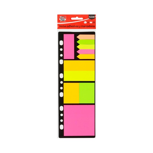 Pack notas y marcadores fluor FixoNotes.
