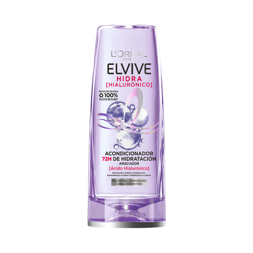 ELVIVE Acondicionador hidratante hasta 72 horas con ácido Hialurónico, para cabello deshidratado ELVIVE Hidra hialurónico 300 ml.