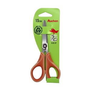 Imagen de Tijera de 15cm para diestros bi-material 3 colores surtidos, AUCHAN.