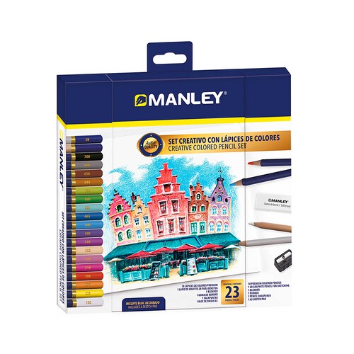 MANLEY Set creativo: Lápices de colores (23 piezas)