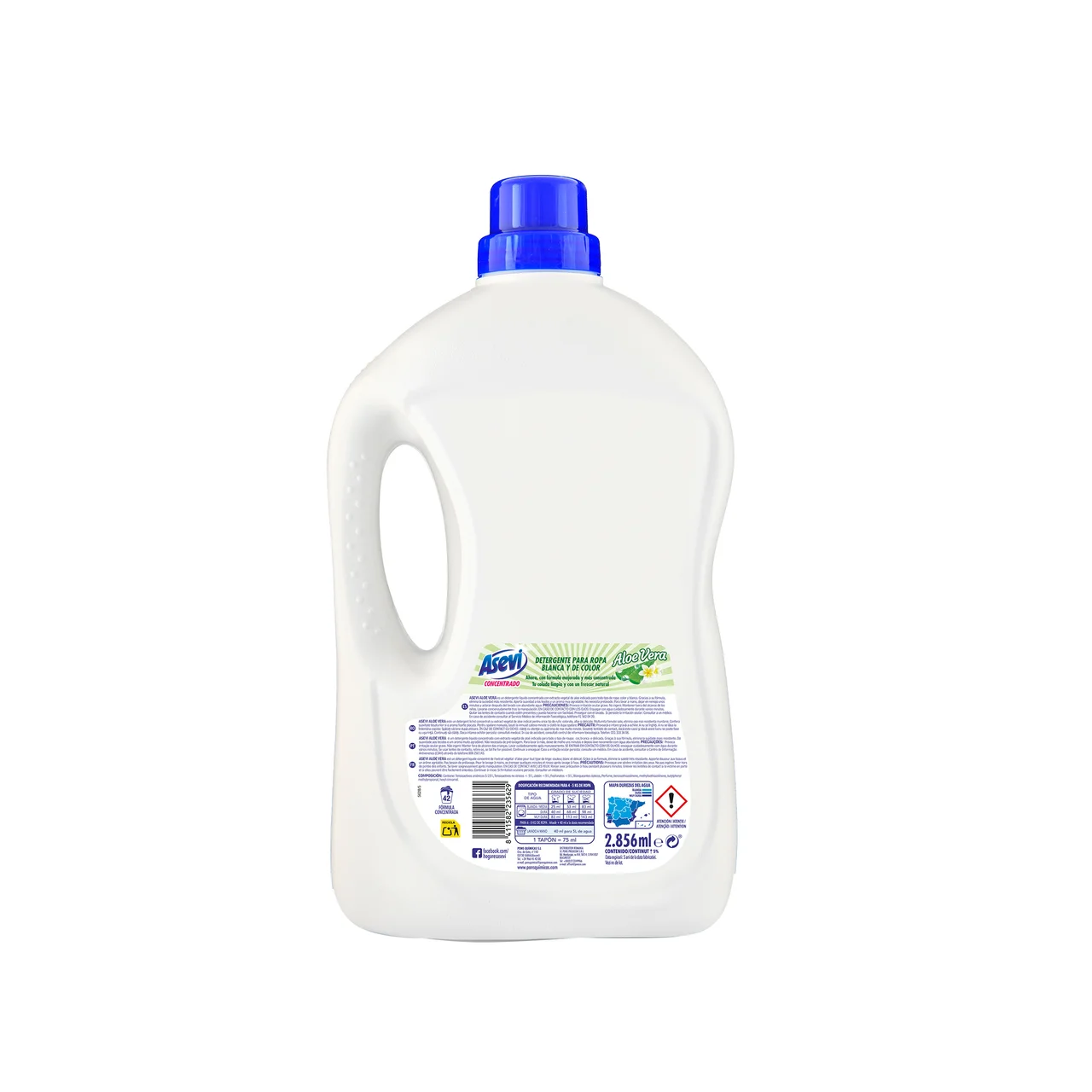 ASEVI Detergente líquido para ropa blanca y de color con aloe vera 42 DS.