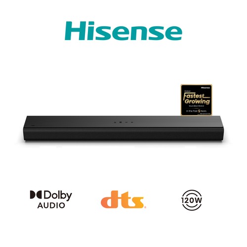 Barra de sonido HISENSE HS1000, 2 nº de altavoces, 120W, Bluetooth 5.3, 1 USB reproductor, aux, entrada óptica