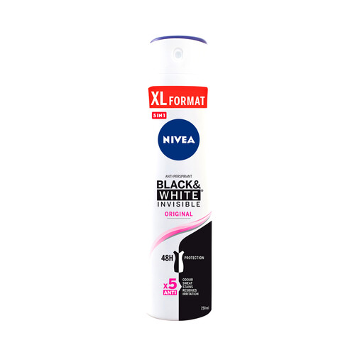 NIVEA Desodorante en spray para mujer con fórmula secado rápido NIVEA Original black & white 250 ml.