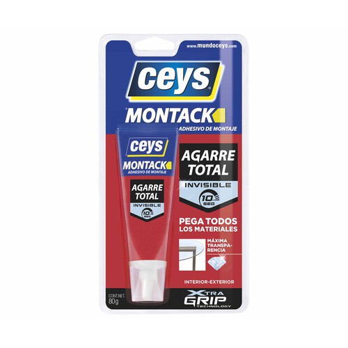 Adhesivo de montaje transparente CEYS Montack Agarre Total, 100ml.