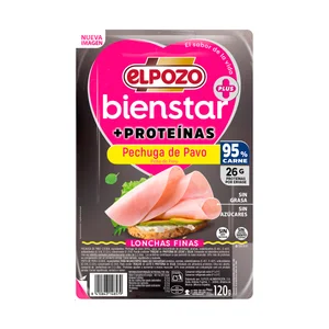 EL POZO Bienstar + proteínas Pechuga de pavo cortada en finas lonchas y con alto contenido en proteínas 120 g.