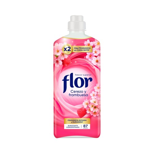 FLOR Suavizante concentrado con aroma a cerezo y frambuesa - 87 lavados.