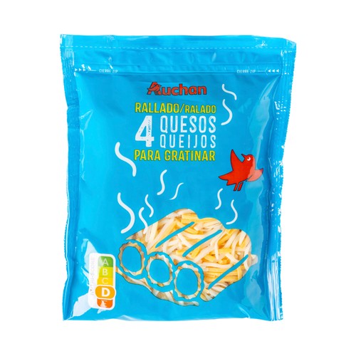 Queso rallado mezcla (cheddar, gouda y Emmental) PRODUCTO ALCAMPO 200 g.