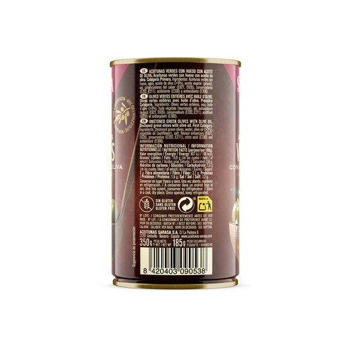 SARASA Aceitunas verdes con aceite de oliva SARASA 185 gr.