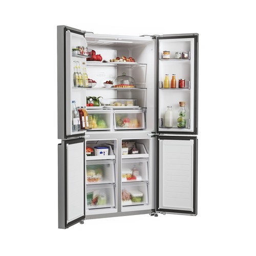 Frigorífico americano 4 puertas CANDY CFQQ5T817EPS gris oscuro, No Frost, clasificación energética: E, H: 181,5cm, A: 83,3cm, F: 65cm, capacidad total: 467L.