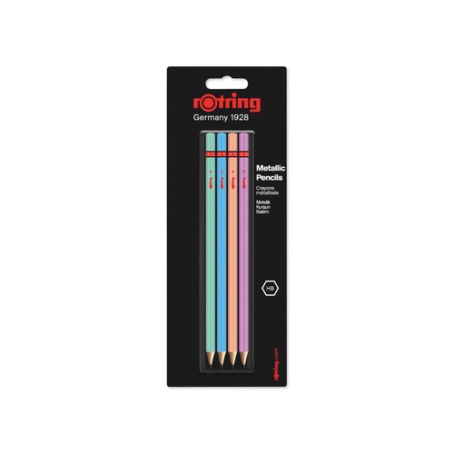 Lápices Grafito Colores Cuerpo Metálicos Hb Bl4 ROTRING.