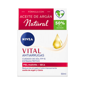 NIVEA Crema de día antiarrugas y nutritiva con FPS 15, para pieles maduras a secas NIVEA Vital 50 ml.