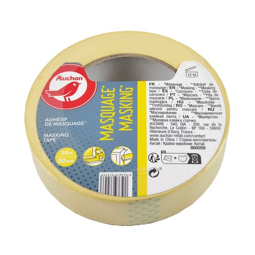 Rollo de 50 metros de cinta de pintor de 30 milímetros, PRODUCTO ALCAMPO.