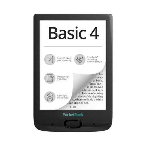 Libro electrónico 15,25 cm (6") POCKETBOOK PB606 Basic 4, color negro.