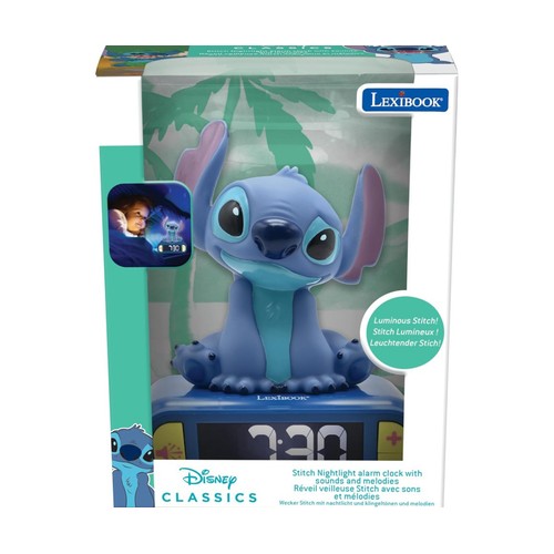 Reloj despertador STITCH con sonido y luz.