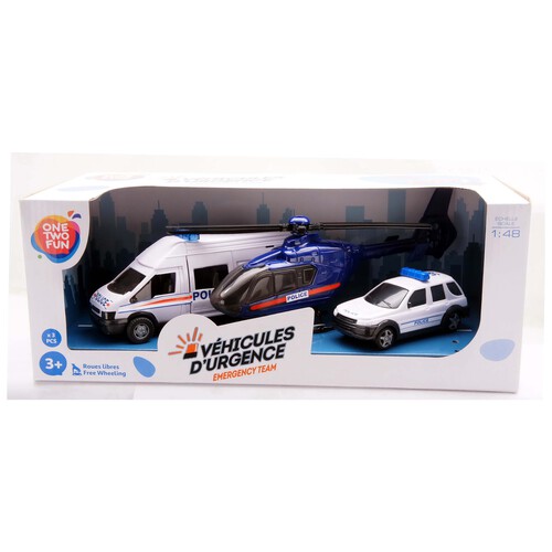 Set de vehículos de emergencia, modelos surtidos, ONE TWO FUN
