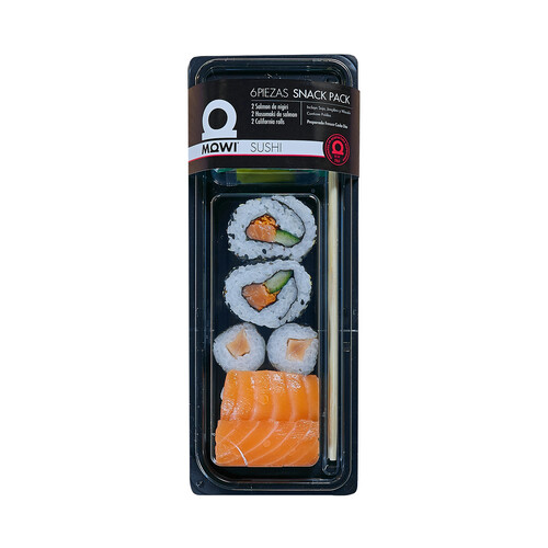 Bandeja con 6 piezas de sushi variado MOWI 151 g.