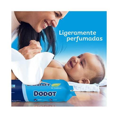 DODOT Toallitas humedas para bebé, aptas para manos y cara 4 x 52 uds.