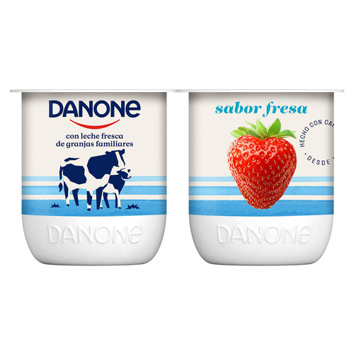 DANONE Yogur con sabor a fresa elaborado con leche fresca de vaca 4 x 120 g.