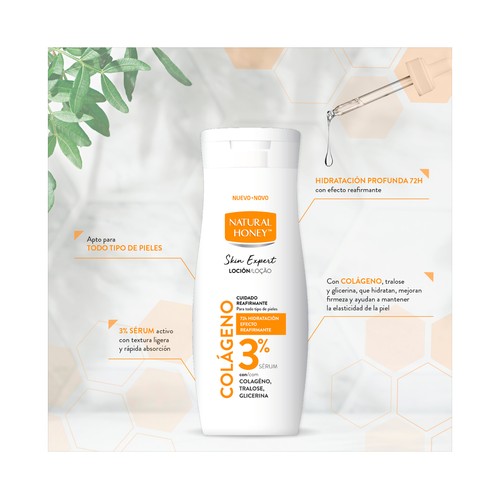 NATURAL HONEY Skin expert colágeno Loción corporal reafirmante para todo tipo de pieles 330 ml.