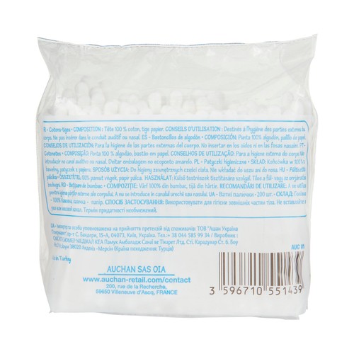 PRODUCTO ECONÓMICO ALCAMPO Bastoncillos de algodón 200 uds.