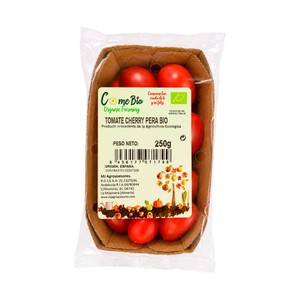 Tomates cherry pera ecológicos, tarrina 250 g.