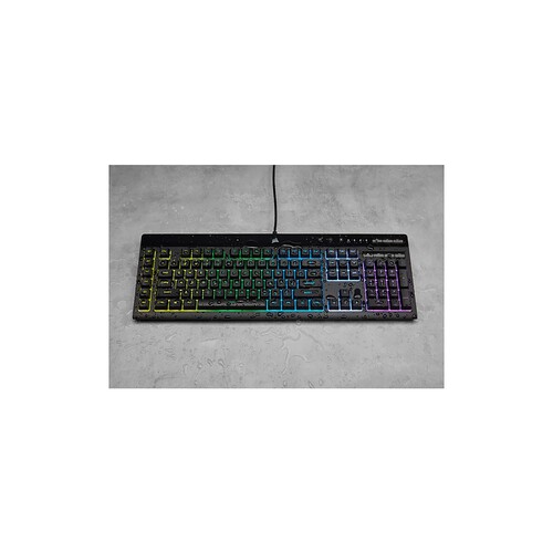 Teclado ergonómico CORSAIR K55 Pro, teclas de membrana, retroiluminación LED RGB, 6 teclas macro.