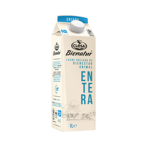 Imagen de CLESA Leche de vaca entera procedente de vacas gallegas con bienestar animal Bienatur 1 l.