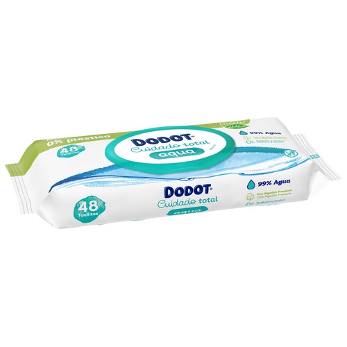 DODOT Toallitas húmedas para bebé con fibras 100% de origen vegetal DODOT Cuidado total aqua 48 uds.