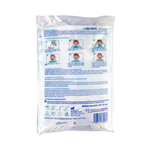 TECNOL Mascarillas quirúrgicas desechables infantiles (tipo IIR) TECNOL 10 uds.