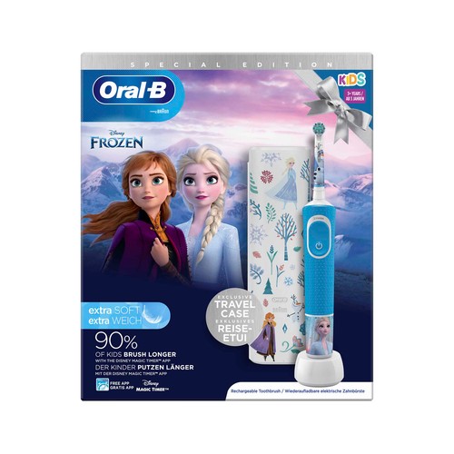 Cepillo de dientes eléctrico infantil Baun ORAL-B Frozen, 1 cabezal, estuche de viaje.