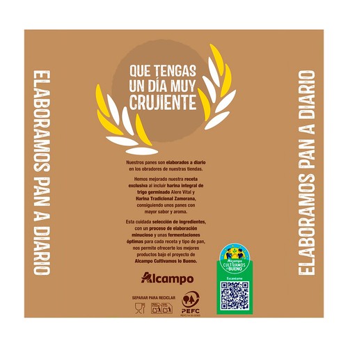 ALCAMPO CULTIVAMOS LO BUENO Barra de pan rebanada 800 g.