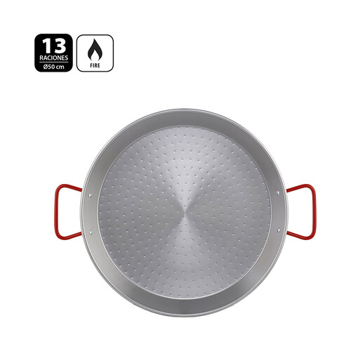 Paellera de acero pulida para cocinas de gas y leña, 50cm. METALTEX.