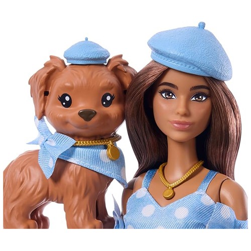 BARBIE Twinning Looks muñeca morena con perro.